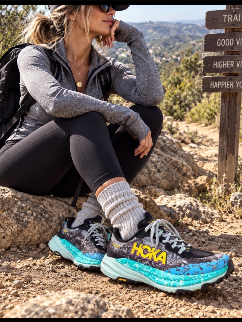 🔥HOKA SPEEDGOAT 6 Trail BLACK ALOE 🩵 Sz 9.5 Price Firm